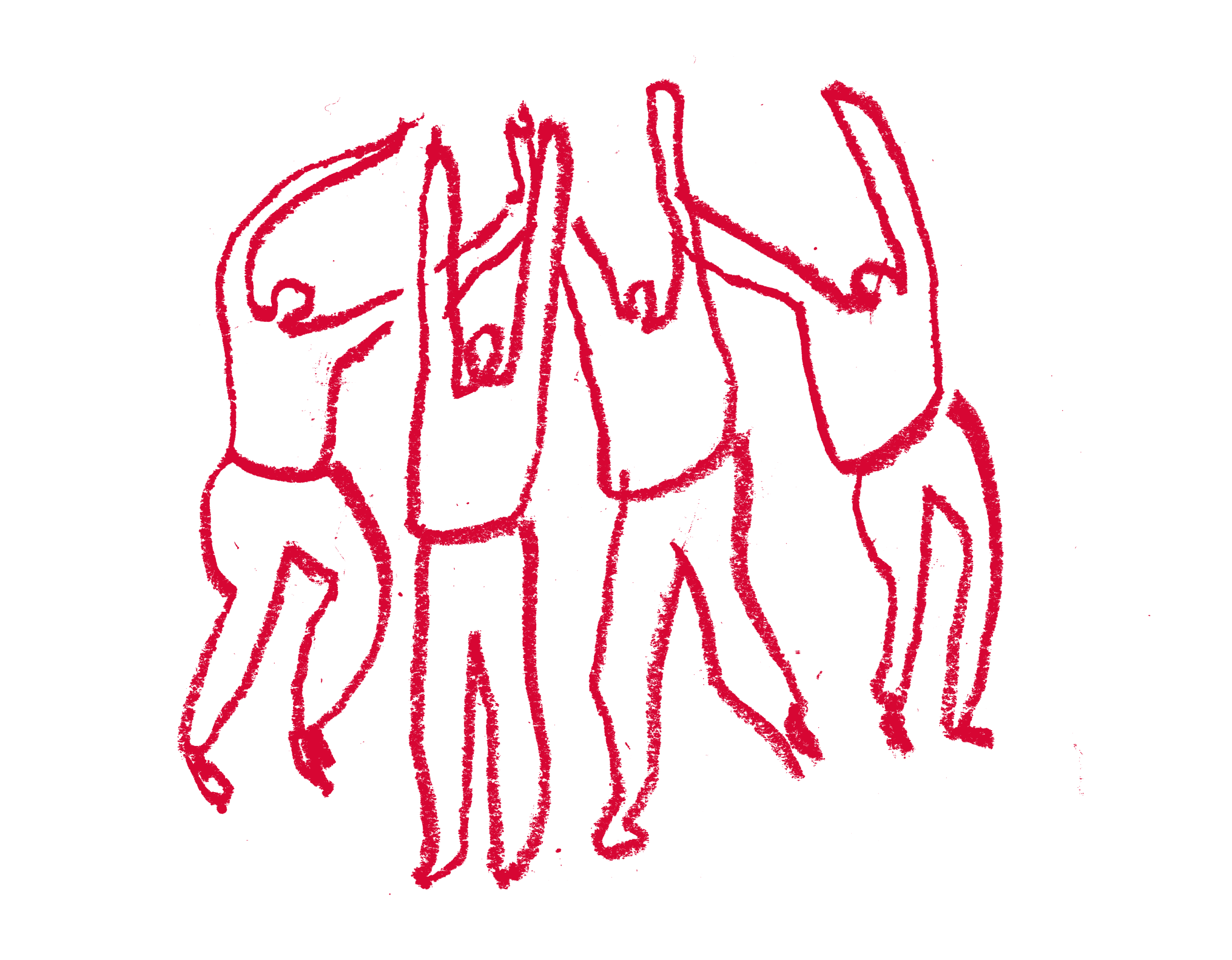 Human Figures Study Abstract red line drawing of people standing together