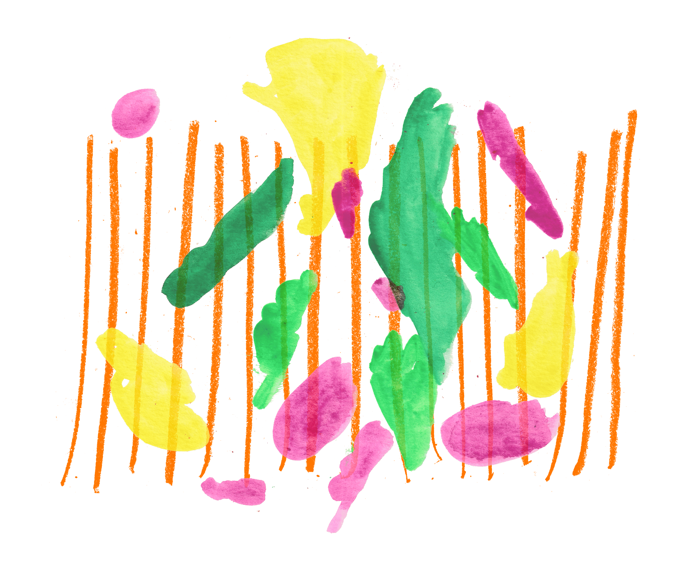 Abstract illustration with organic shapes and bright colors