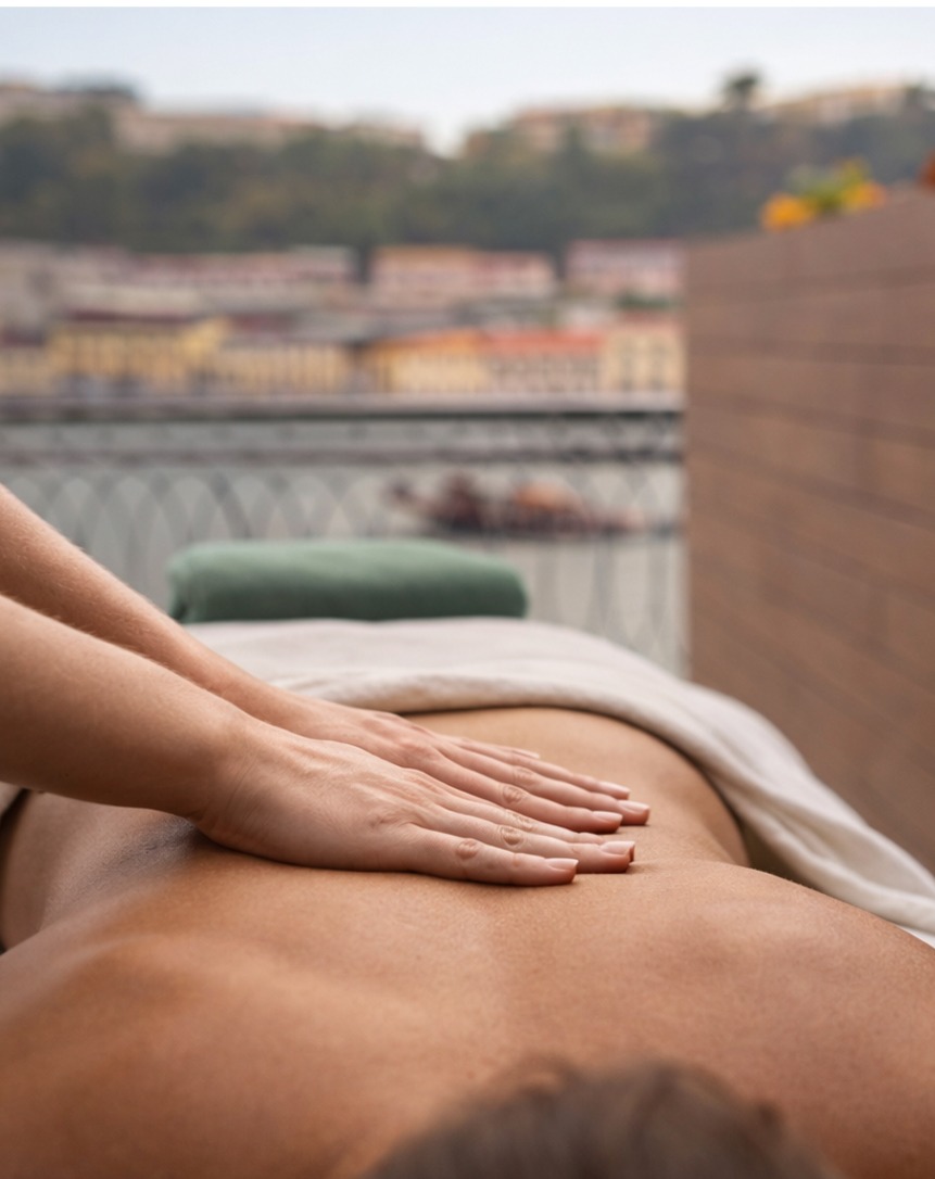 Close-up of massage therapy on a person’s back